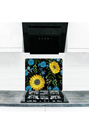 Saban Ayçiçeği Cam Ocak Arkası Koruyucu Ve Kesme Tablası 50x56 cm